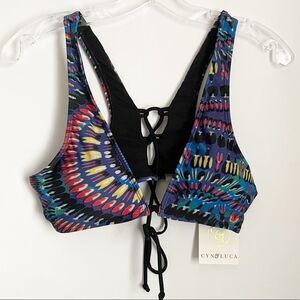 Cyn & Luca Bikini Top Multi Color Tie Back